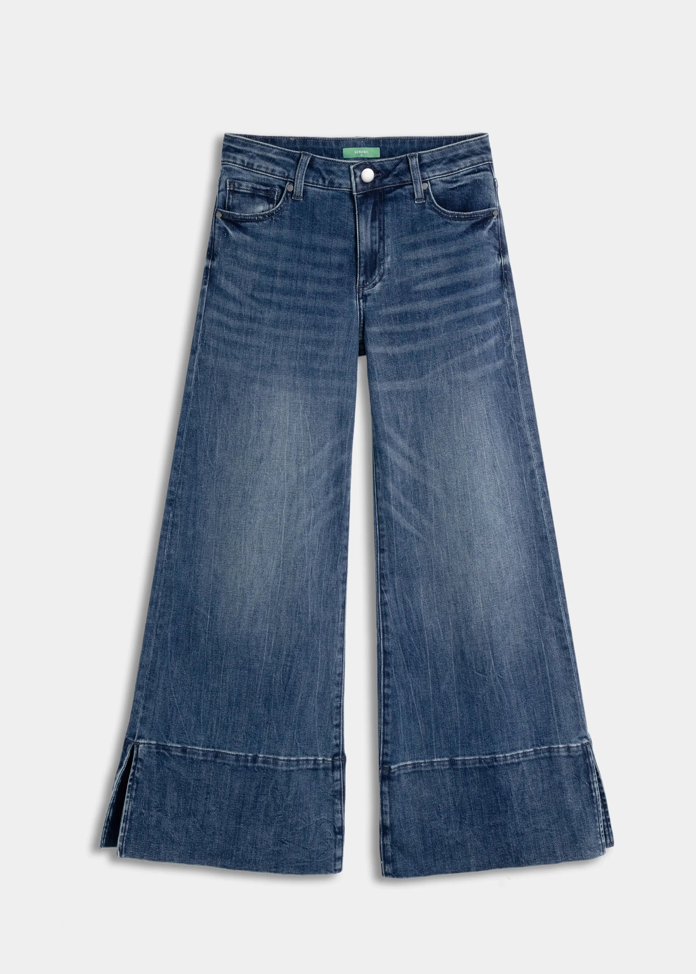 Relaxed Split-Leg Wide-Leg Medium-Stretch Jeans