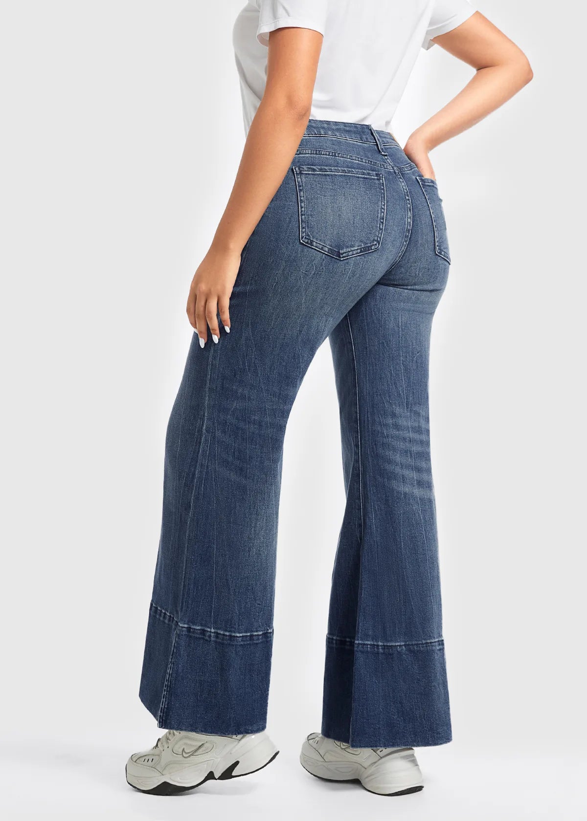 Relaxed Split-Leg Wide-Leg Medium-Stretch Jeans
