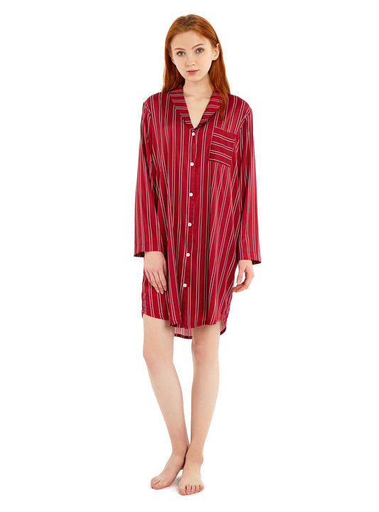 Satin Nightgown for Women Button-Down Nightshirt  SleepTee